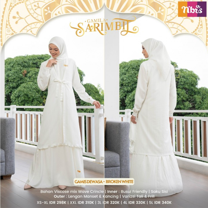 NIBRAS GAMIS UMROH MANASIK HAJI BAJU PUTIH WANITA MUSLIMAH GAMILA LAIKA