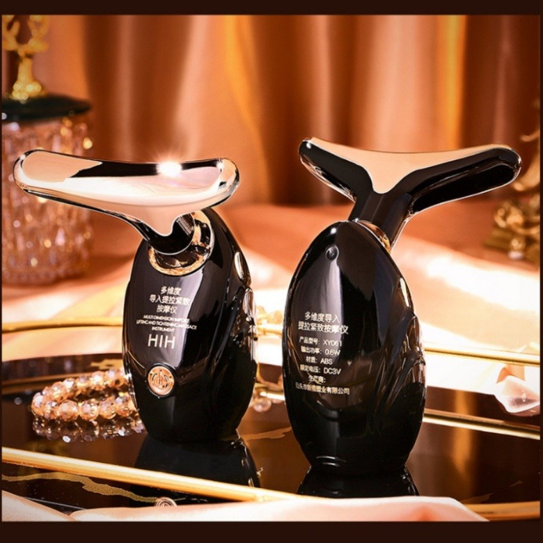 JE.ID Alat Pijat Pengencang Kulit Wajah dan Leher dan Mata Alat Setrika Wajah Black Gold Setrika Wajah Alat Perawatan Wajah Alat Pemijat Wajah Menghilangkan Kerutan Pemijat Perawatan Kulit Anti Anging Facial Massage