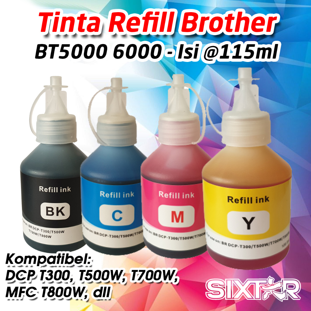 Tinta Refill Kompatibel Printer Brother BT5000 BT6000 refill ink DCP J125 T300 T500W T700W MFC 625DW T800W 115ML Pengganti Original