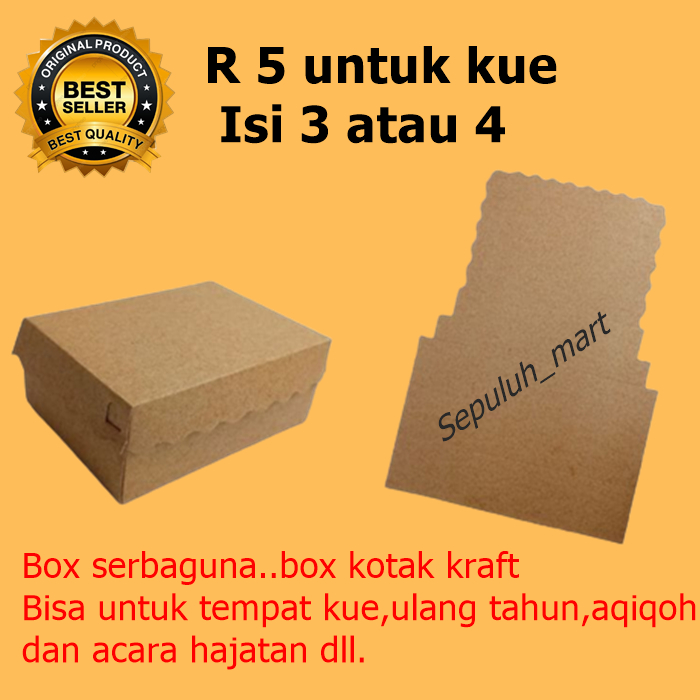

Box kue R5/kotak kue isi 3/ dus kraft kue isi 3