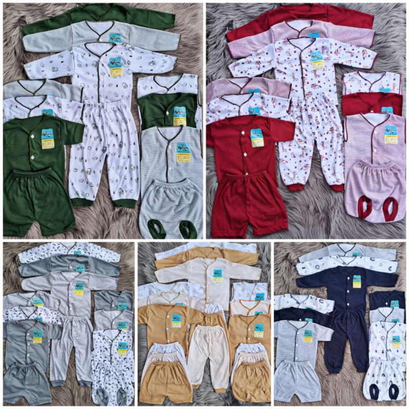 paket baju bayi baru lahir isi 18 pcs / 9 stel bahan halus double