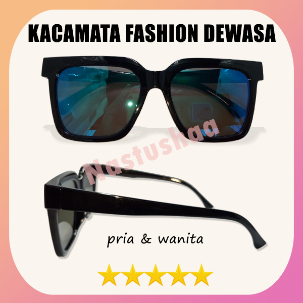 Kaamata Fashion Dewasa Kotak Lensa Grand Mirror Anti Uv Gagang Hitam Model Fashion Terbaru Dan Terhitz