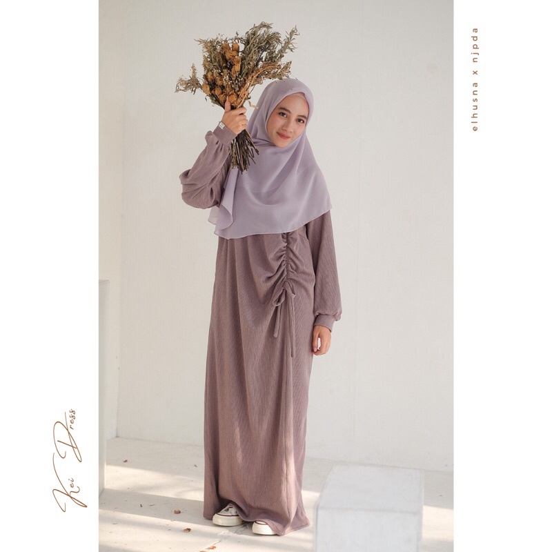 [𝐄𝐥𝐡𝐮𝐬𝐧𝐚] Kei Dress X Njpda/ Dress Wanita / Gamis Terbaru / Dress knit / Gamis Remaja / Knit wear