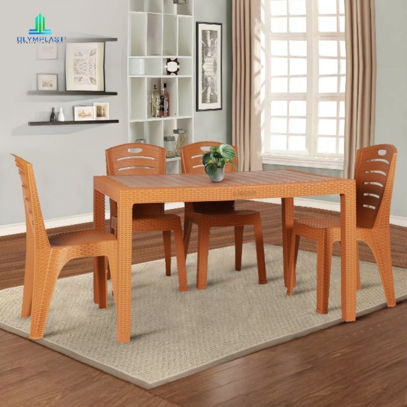 set meja makan plastik kursi 6 odtr 120 & 6 kursi  ol 203 r  bonus tempat serbaguna oss pure