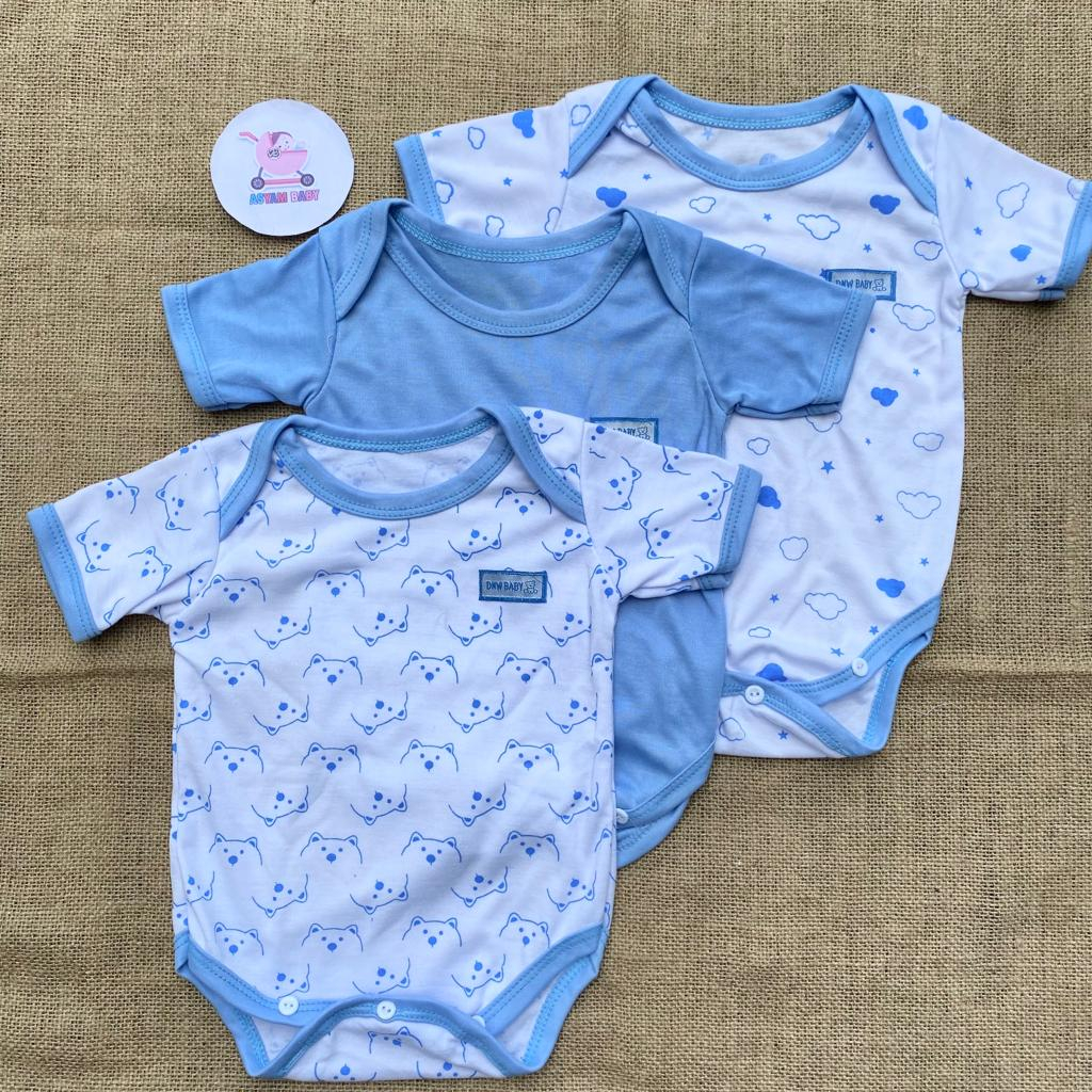 3 PCS Jumper bayi bodysuit blue sky motif lucu asyam baby