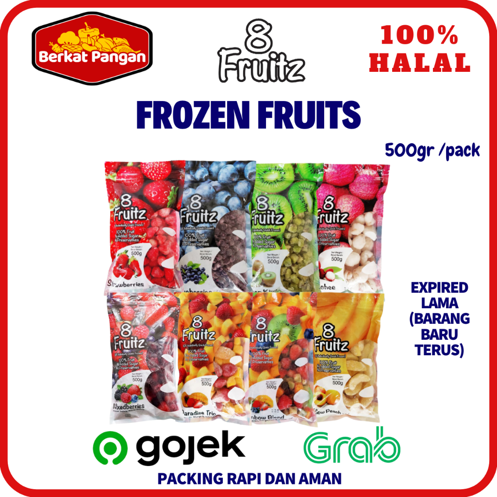 8 Fruitz IQF Frozen Fruits (Strawberry / Kiwi / Peach / Blueberries / Mixed Berries)