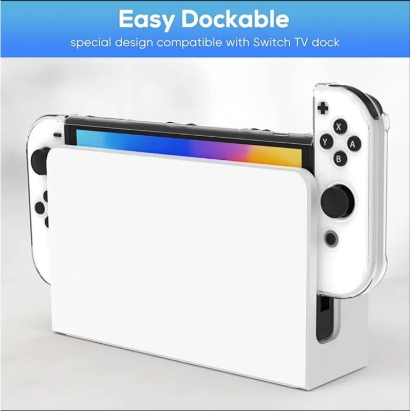 Crystal Case Nintendo Switch OLED Model Casing Clear Bening Mika Hard Hardcase Cover Joycon Joy Con Tablet Model Version