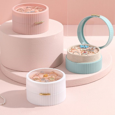 Kotak Tempat Perhiasan Kaca Bulat / Box Penyimpanan Kalung Gelang