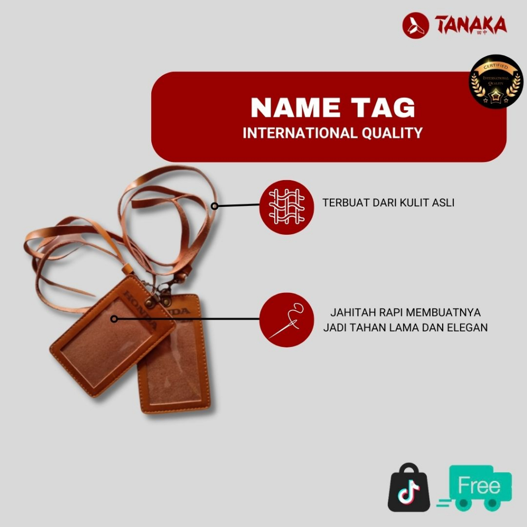 NAME TAG BAHAN KULIT // NAME TAG HONDA // KULIT ASLI // ID CARD