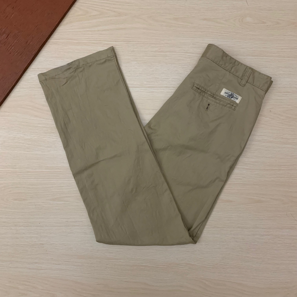 teenie weenie celana panjang chino katun pria ukuran M 31 32 warna coklat cream khaki reguler