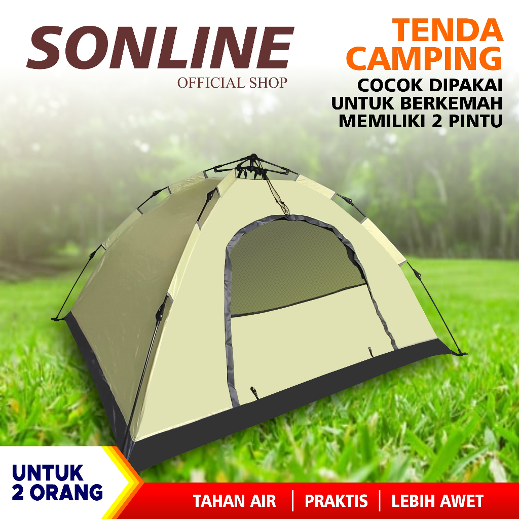 SONLINE - Tenda Camping Kapasitas 1-2 Orang Tenda Otomatis Outdoor &amp; Indoor Tenda Gunung Tenda Mancing Outdoor