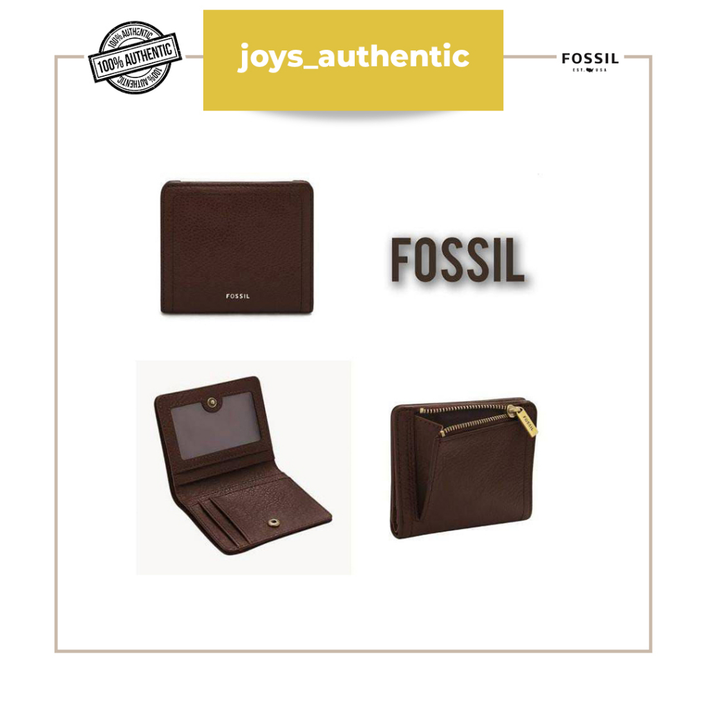 Dompet Wanita Fossil Logan Bifold Espresso Woman Wallet Authentic Original