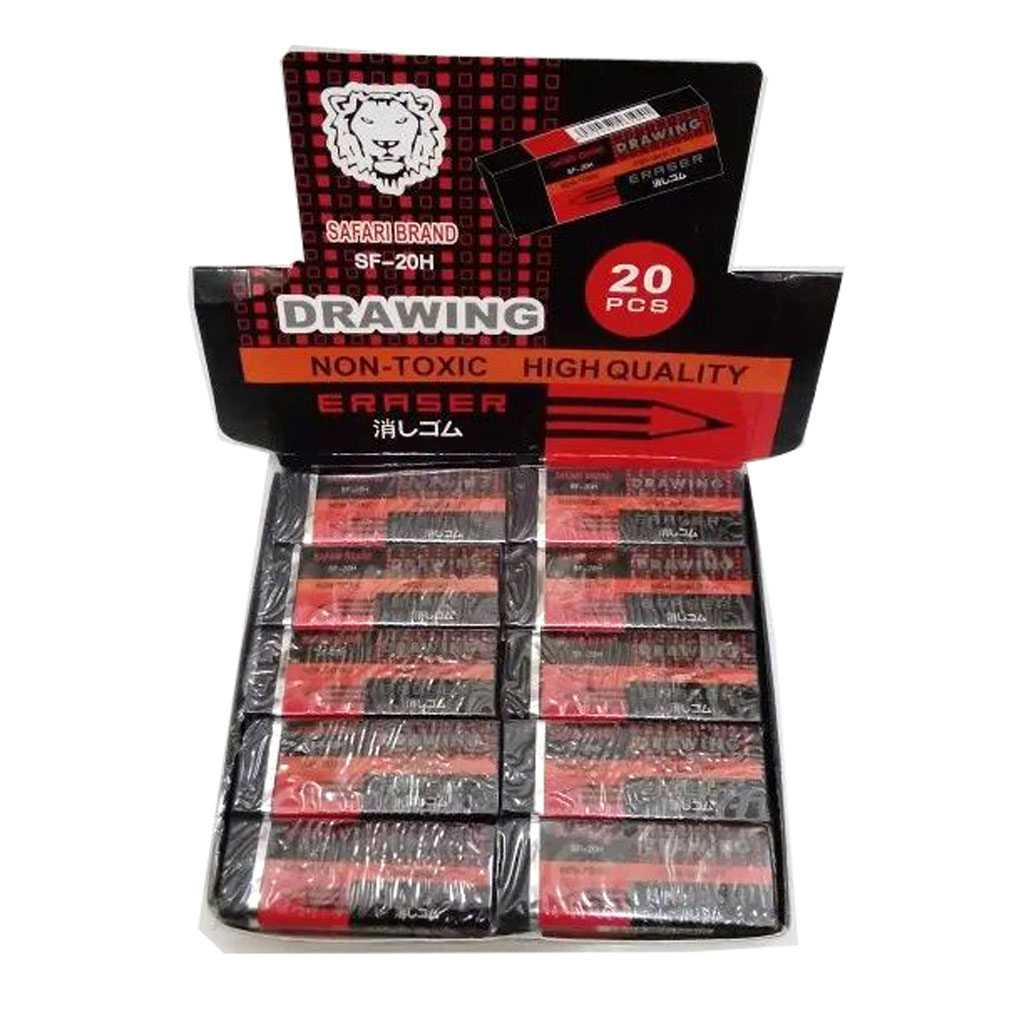 

Penghapus Pensil Safari Brand (1 Pak isi 20 Pcs) Warna : Hitam / Putih