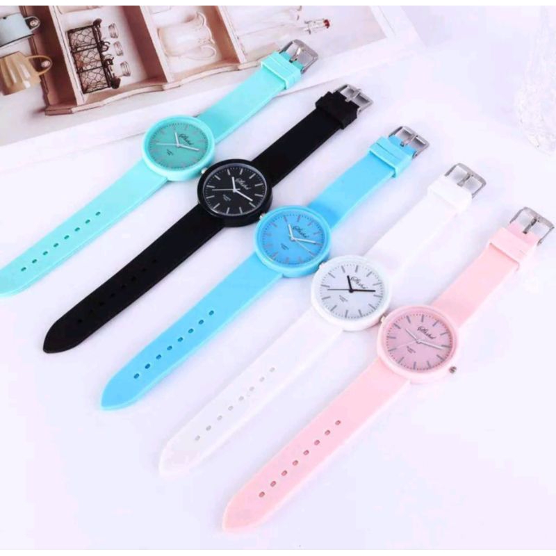 Jam Tangan Pria Wanita Harajuku Korean Simple Fashion Casual Jelly Rubber Karet Silikon