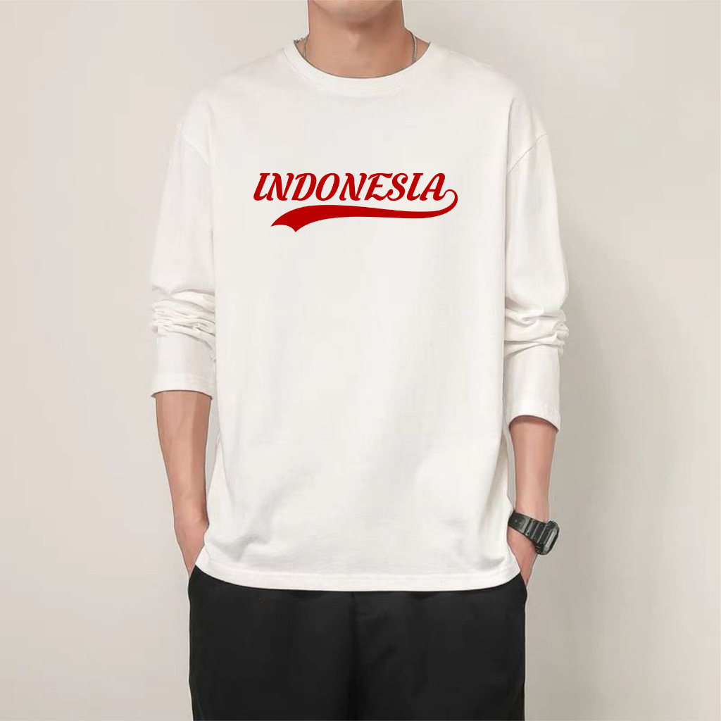 kaos katun combed panjang 17 agustus indonesia pria wanita