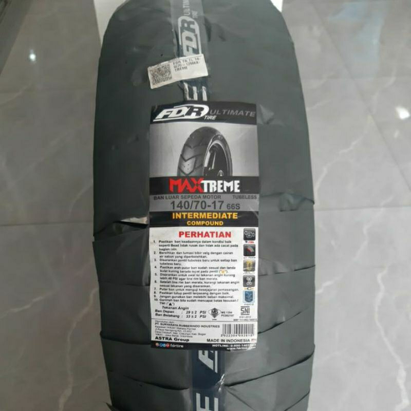 ban luar tubles ring 17 140/70 fdr maxtreme ultimate ban tubles