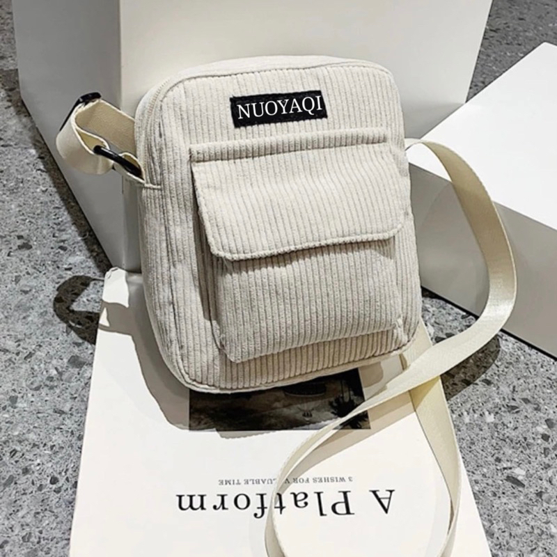 Tas Selempang Corduroy Tas Messenger Mini Tas Corduroy Slingbag Corduroy Nuoyaqi