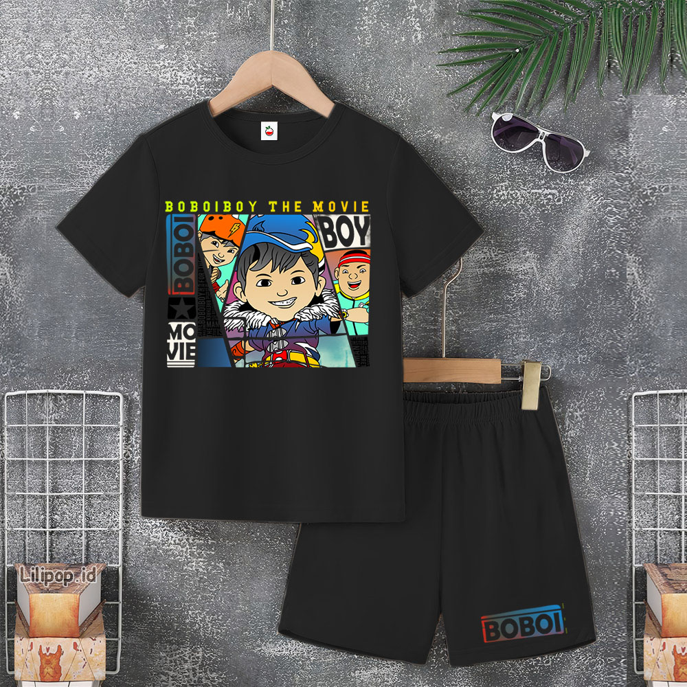 Baju Anak Stelan Usia 4-10 BOBOBOY Tahun Kaos 3/4 Cowok Cewek  Celana Pendek Harian