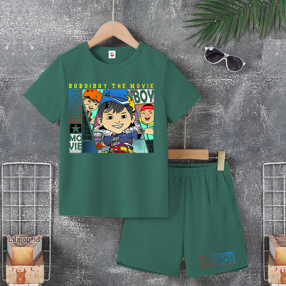 Baju Anak Stelan Usia 4-10 BOBOBOY Tahun Kaos 3/4 Cowok Cewek  Celana Pendek Harian