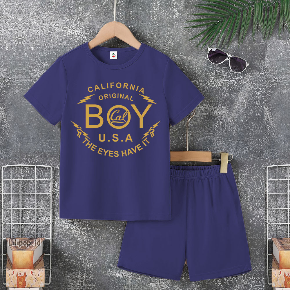 Baju Anak Stelan Usia 4-10 Tahun BOY Kaos 3/4 Cowok Cewek  Celana Pendek Harian