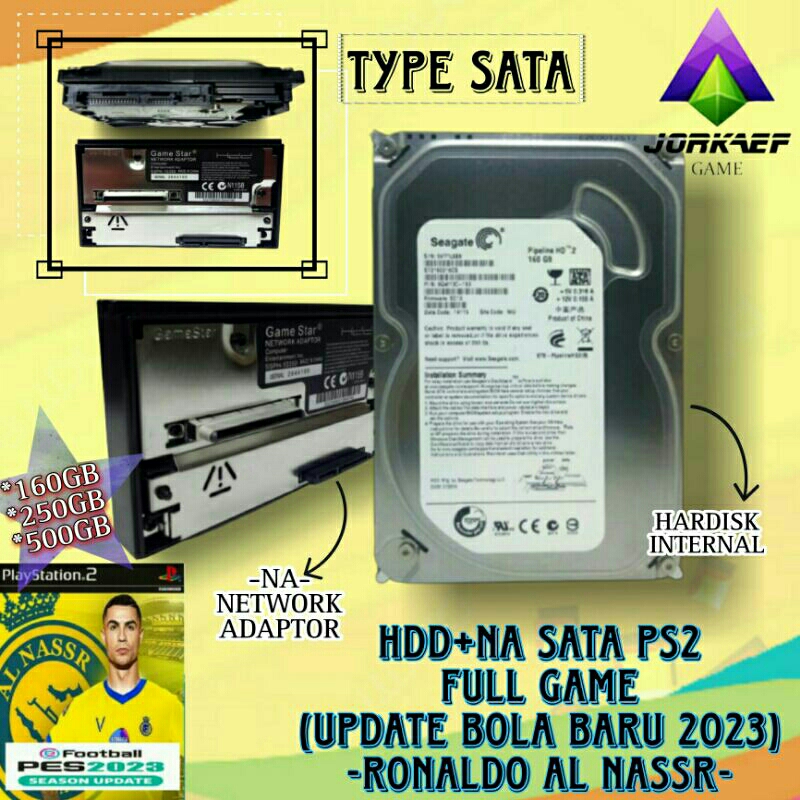 PAKET HDD NA SATA PS2 FULL GAMES 160GB 250GB 500GB