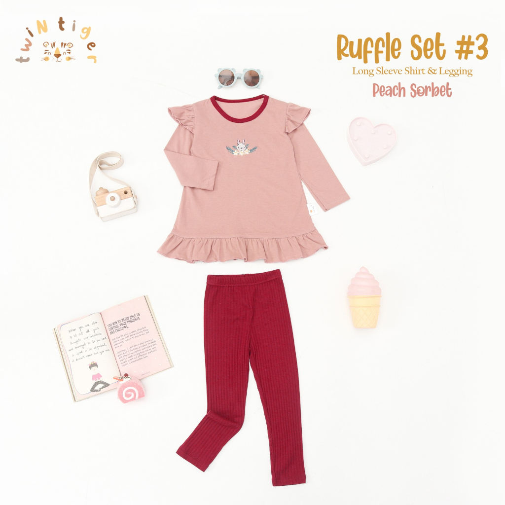 Twin Tiger Ruffle Set Setelan Ruffle Anak Perempuan