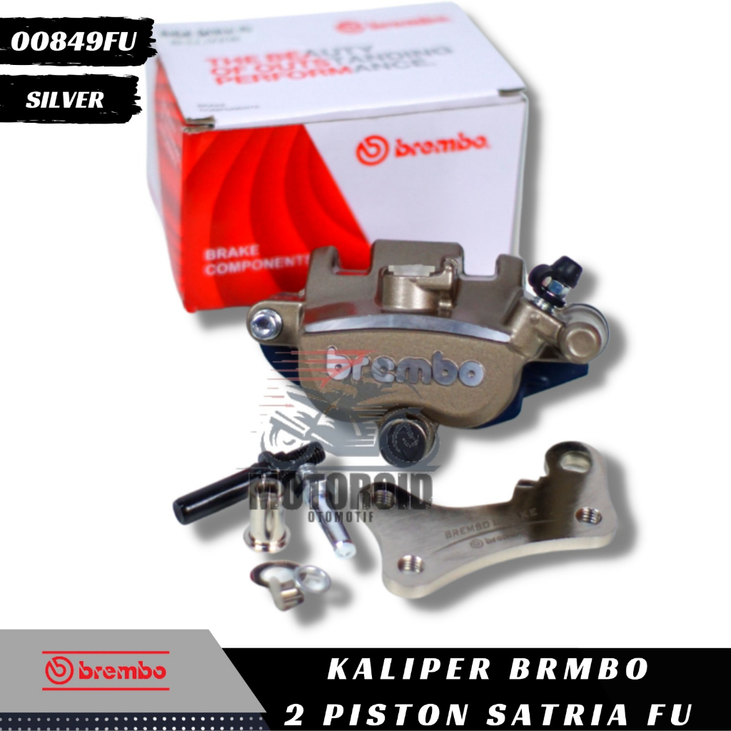 Kaliper Satria FU Chrome Samurai Kanan Piston Breket Cnc Ninja 2P Caliper BRB Silver