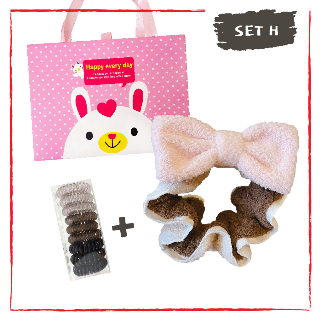 Set Giftbox Bandana + Ikat Rambut Spiral 9pcs - Set Hadiah