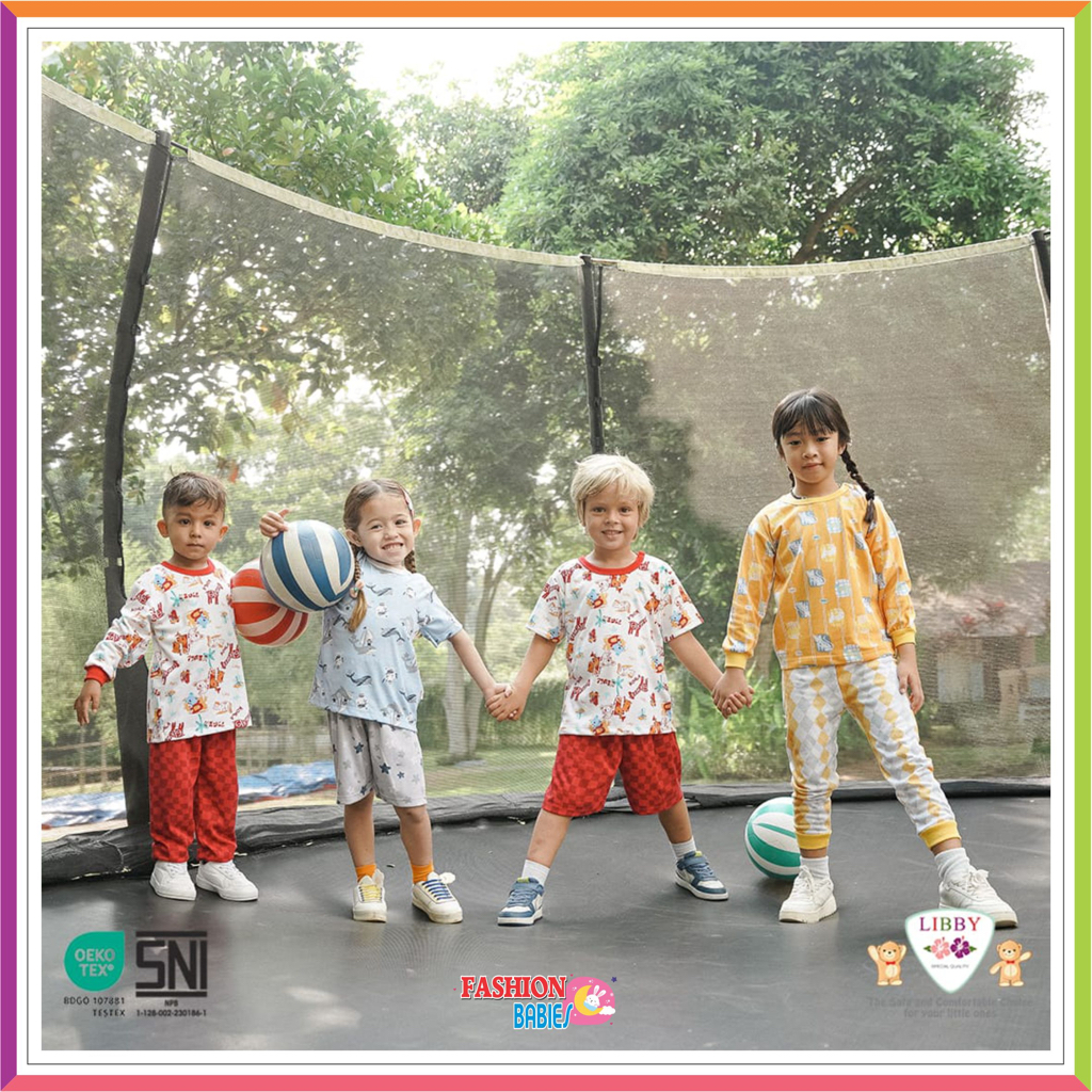 LIBBY PRINT MOTIF TERBARU SUMMER GAMES | SETELAN PENDEK | SETELAN PANJANG LIBBY BABY S M L ❤ Fashionbabies ❤