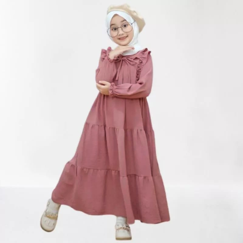 Pakaian Baju Gamis Anak Syar,i Kids Model Terbaru Gamis Crinkcle 1 - 9 Tahun