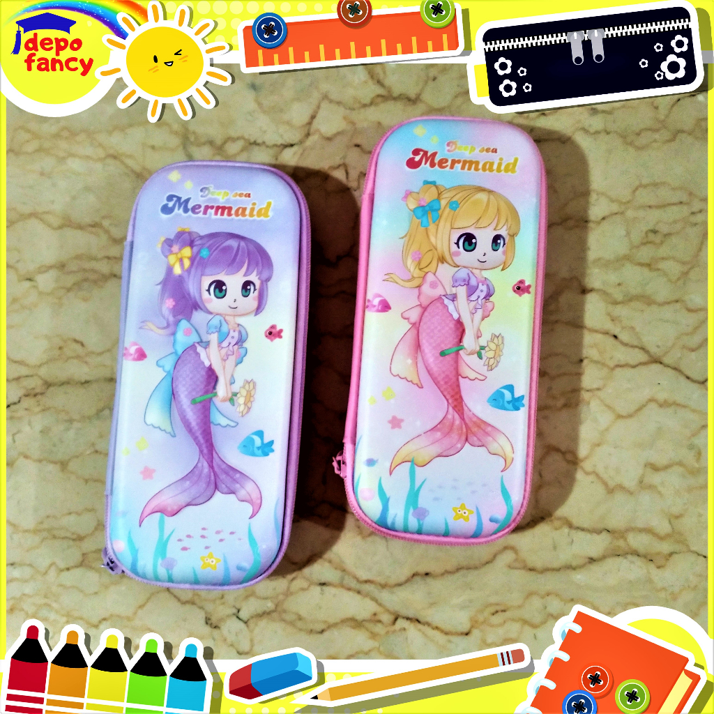 

Kotak Pensil Resleting Hardcase Timbul 38124-E Mermaid / Tempat Pensil / Pencil Case / Boks Pensil / Box Pen / Tepak Pensil