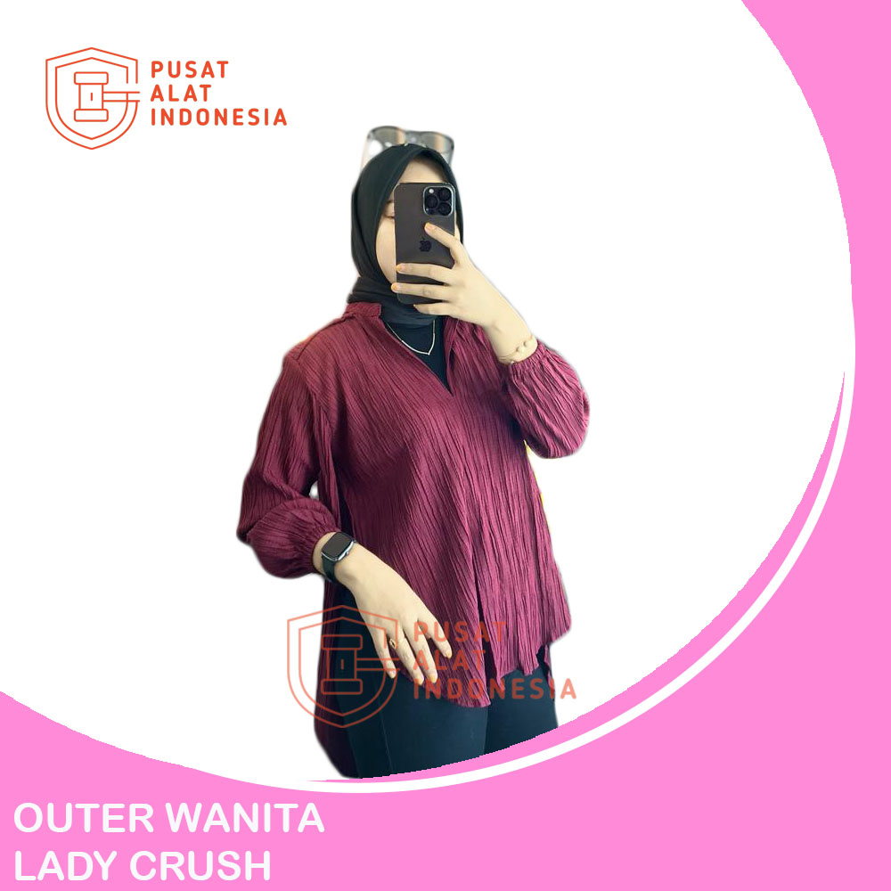 Outer Wanita Lady Crush Garis Blouse Belah Samping Ot01pa