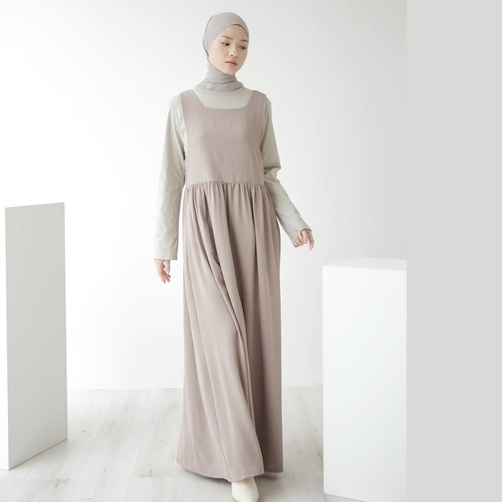 Ayaksa by Aska Label - Inner dress wanita sleeveless gamis wanita panjang bahan crinkle ironless details kerut