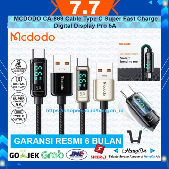 MCDODO CA-869 Cable Type C Super Fast Charge Digital Display Pro 5A