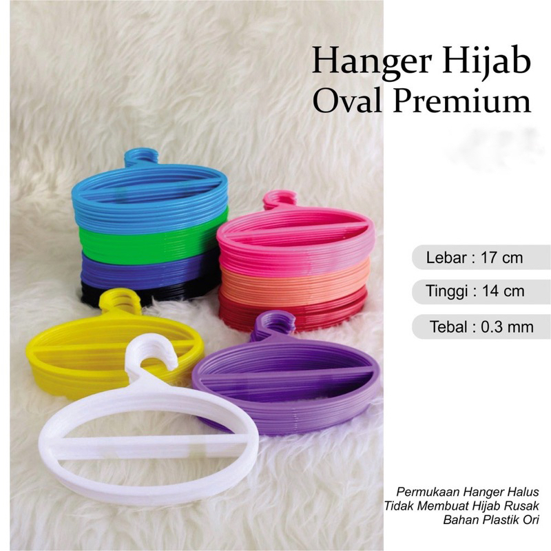 Hanger Jilbab / Hijab Bentuk Oval Gantungan Premium Warna Lengkap