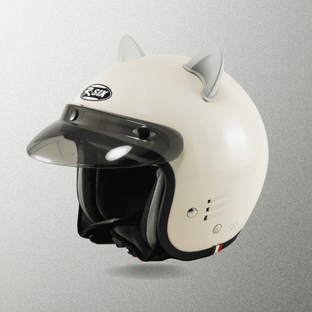 Helm Bogo Dewasa Polos Motor Sni Wanita Kuping Kucing Grey