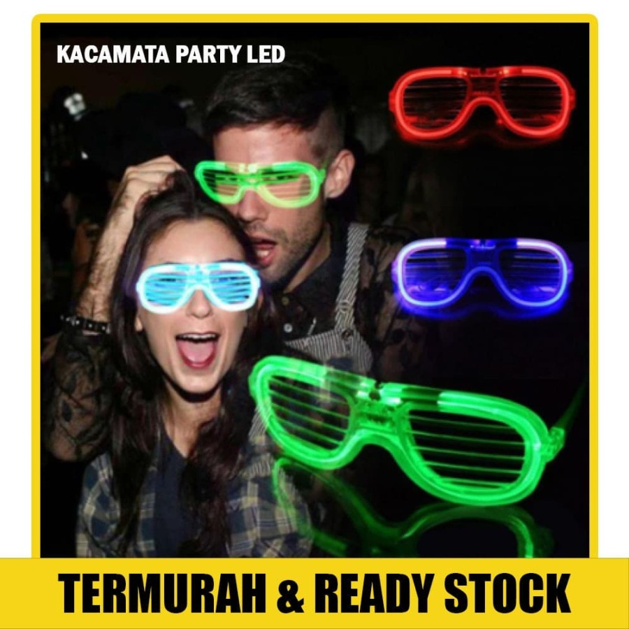 Kacamata LED Neon Garis DJ Glow Pesta Clubbing Lampu 3 Mode Party