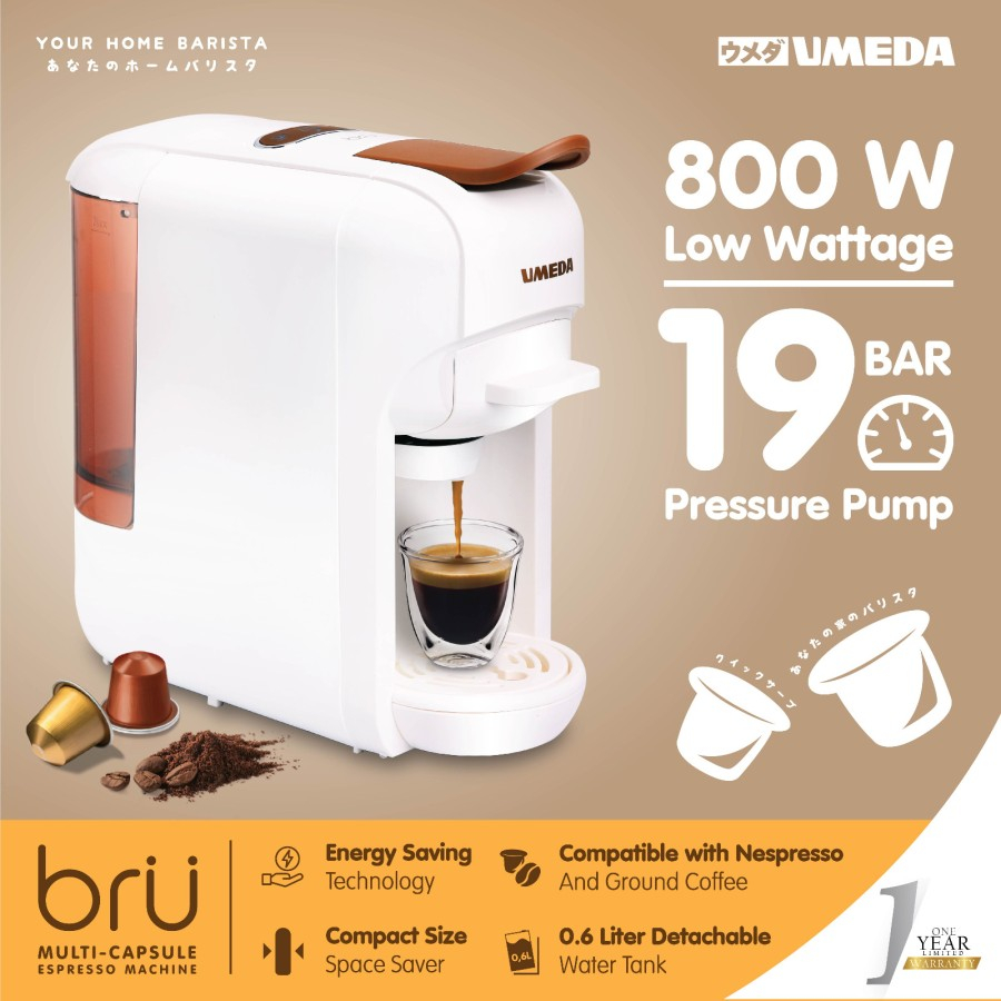 Umeda Bru Coffee Maker Mesin Kopi Multi Kapsul / Nespresso Capsule Garansi Resmi