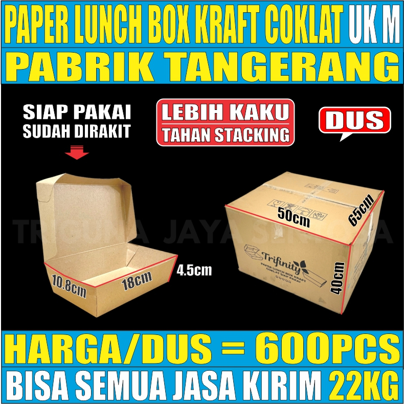 Paper Lunch Box Coklat Food Tray Uk M Kertas Take Away Kraft Per Dus Semua Jasa Kirim