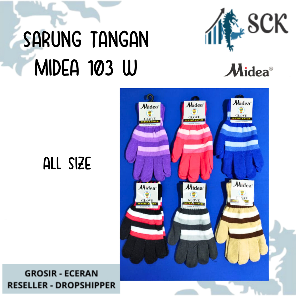 Sarung Tangan MIDEA 103 Jari Strip WARNA / Sarung Tangan Dewasa Warna / Kaos Tangan Cewek Perempuan Perlengkapan Otomotif - sckmenwear GROSIR