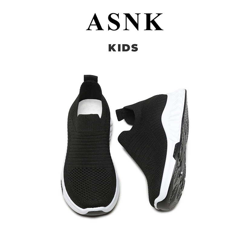 [GROSIR][COD] SEVEN_DAY SEPATU RAJUT SNEAKERS ANAK-ANAK UNTUK USIA 2-9 TAHUN / BOY &amp; GIRL HITAM WM2315