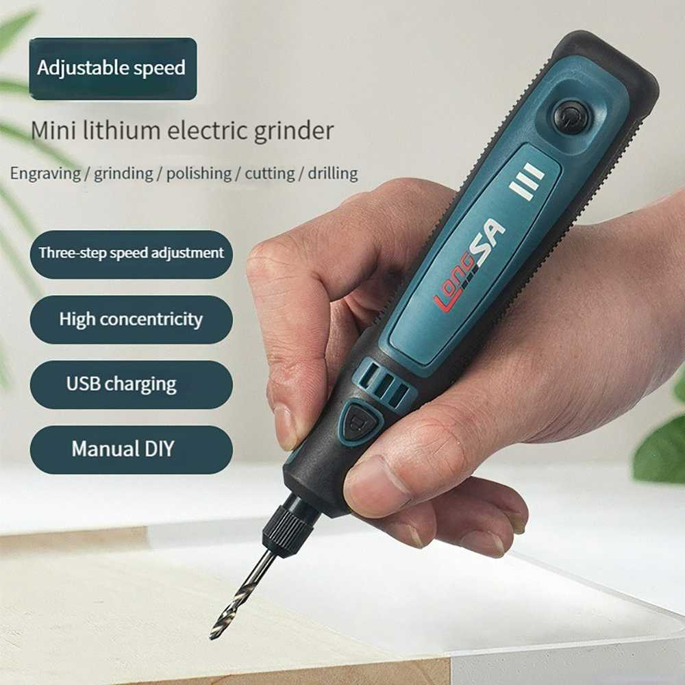 Bor Listrik Mini Grinding Polishing USB 3 Speed 15000 RPM 3.6V Atur Kecepatan Optimal Desain Pena Ergonomis