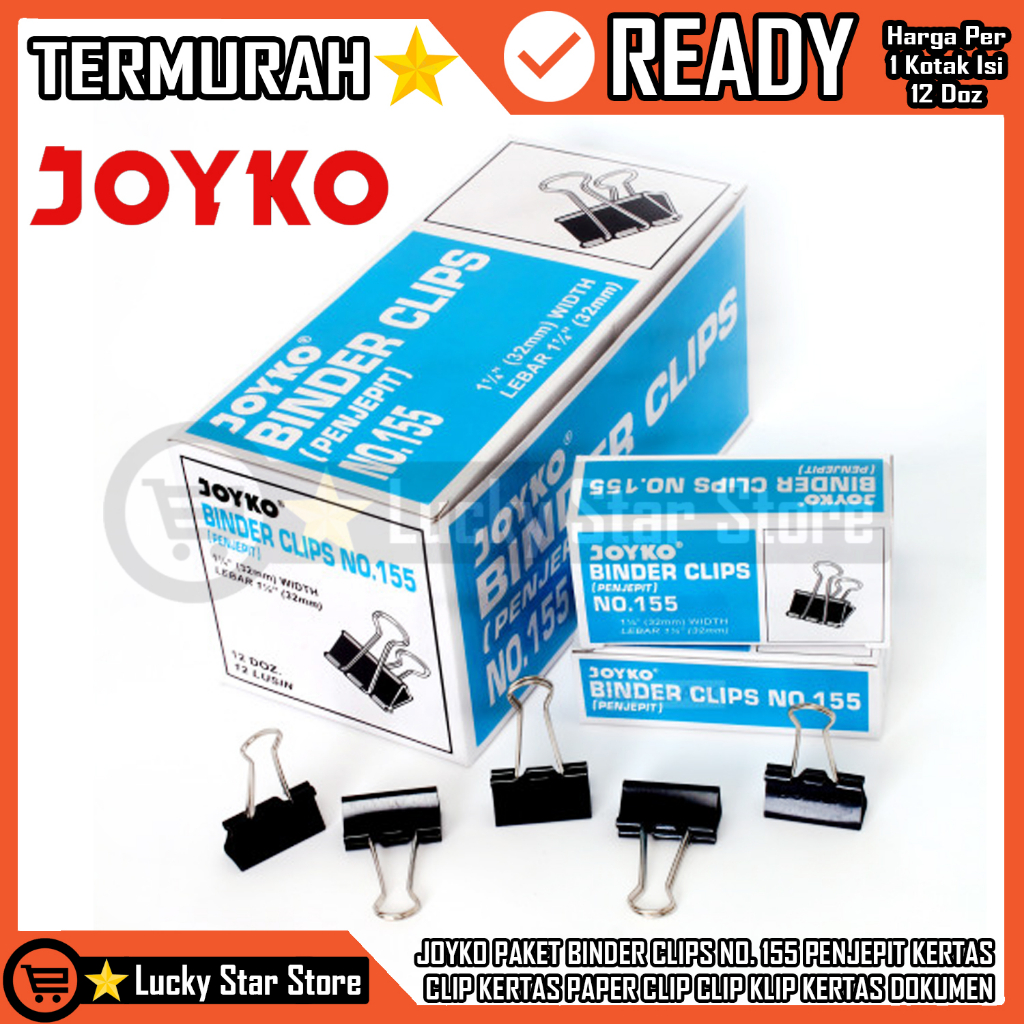 

BINDER CLIPS KLIP KERTAS NO. 155 JOYKO KLIP PENJEPIT KERTAS PAPER CLIP UKURAN SEDANG BEBAS KARAT CLIPS KLIP PENJEPIT JEPIT KERTAS FILE BERKAS PENTING DOKUMEN SEKOLAH KANTOR LAMARAN KERJA PAPER KELIP CELIP CELIPS KELIPS HITAM ITAM BLACK JEPIT