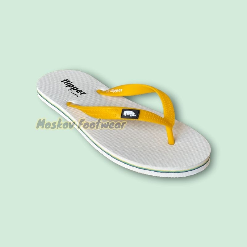 Munims Flip Flops Wide Sandal Jepit Pria Santai Karet Rubber Sendal Japit Pantai Casual Flip Flop White On Yellow