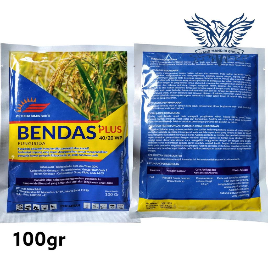 BENDAS PLUS 40/20 WP 100gr Fungisida Karbendazim 40% dan Tiram 20% Basmi Jamur Pada Tanaman