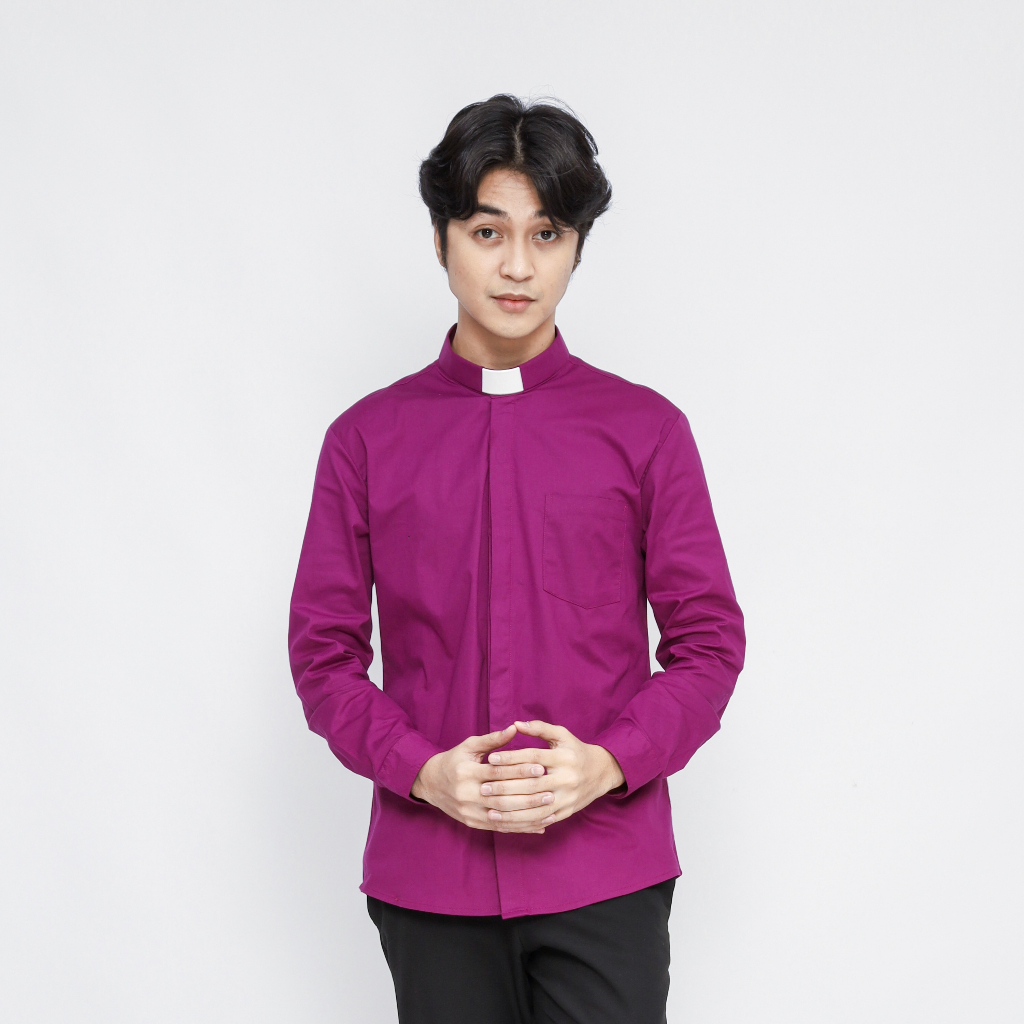 Pendeta - New Kemeja Collar Ungu  Polos - Japanese Cotton - Jos Miracle Bandung - Miracle - JMB