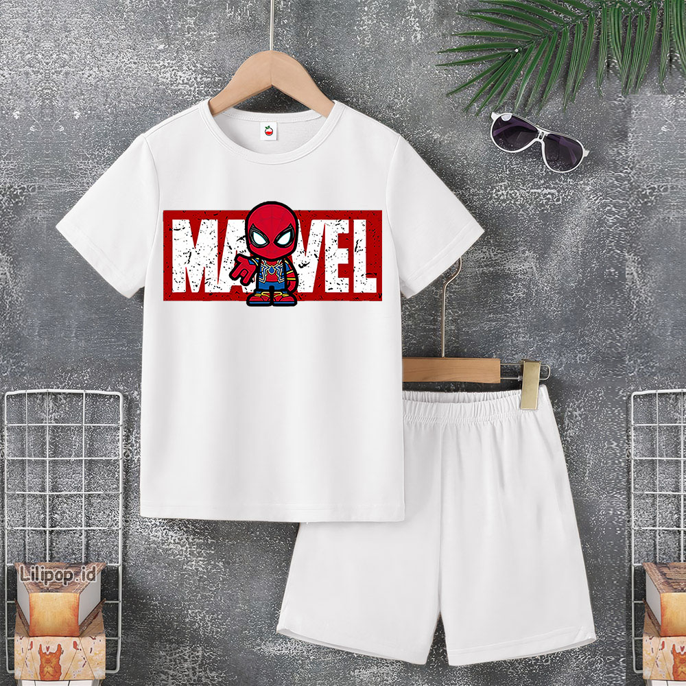 Baju Anak Stelan Usia 5-10 Tahun SPIDER MAN Kaos 3/4 Cowok Cewek  Celana Pendek Harian