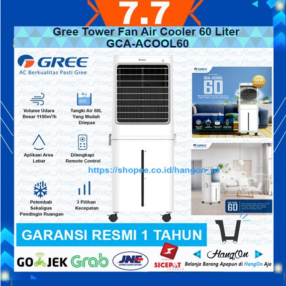 GREE Tower Fan Air Cooler Kapasitas 60 Liter 60L GCA-ACOOL60 not Midea Penyejuk Udara / Ruangan with Honeycomb + Pra-filter