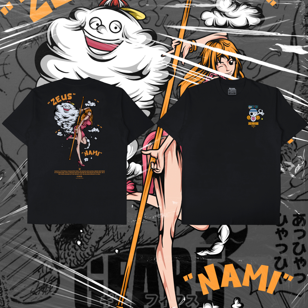 KAOS NAMI &amp; ZEUS ONEPIECE HITAM | Kaos One Piece | Kaos Anime | Baju Distro Pria Wanita - KUUL INDUSTRIES