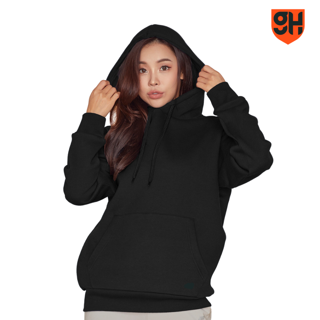 Hoodie Hitam Jumper Polos Pria Wanita Unisex Oversize Ukuran M L XL XXL XXXL Jumbo Bahan Fleece Gall